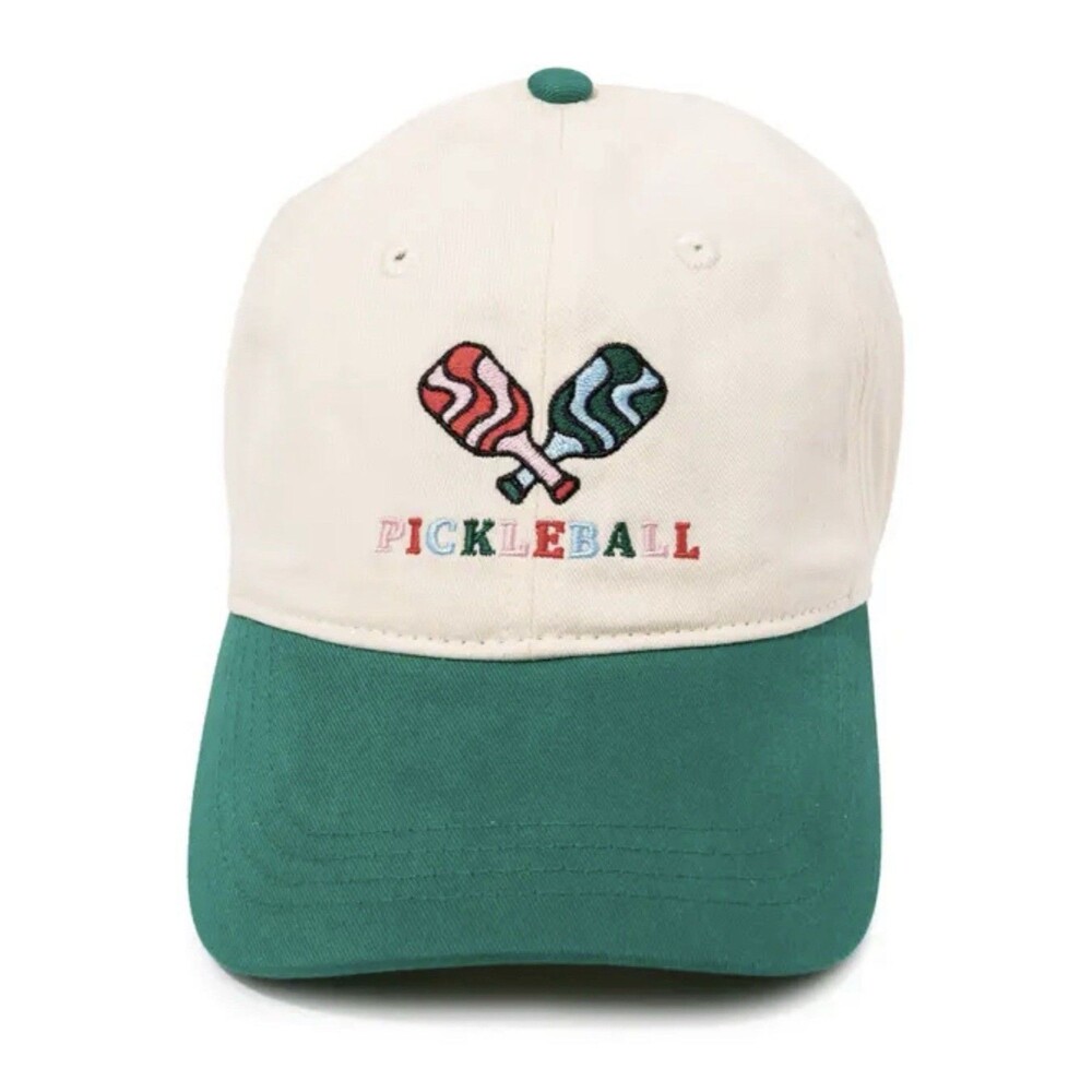 Pickleball Hat Fraser Sterling Sport Strapback Cap Ivory Green Pink Paddle NWT